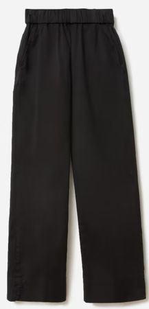 black cotton high waist wide leg pant