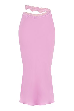 Clothing : Skirts : 'Mathilda' Pink Lace Trim Maxi Skirt