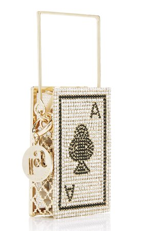 Poker Crystal-Embellished Brass Mini Top Handle Bag by Rosantica | Moda Operandi