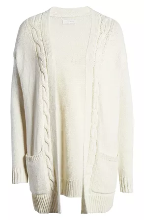 Lucky Brand Cable Accent Cotton Blend Cardigan | Nordstrom