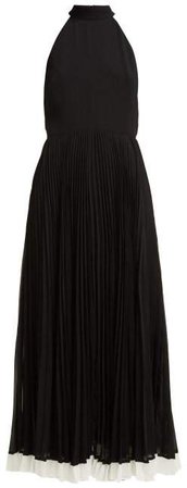 Sunray Pleated Chiffon Midi Dress - Womens - Black