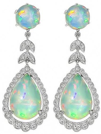 opal earrings white gold