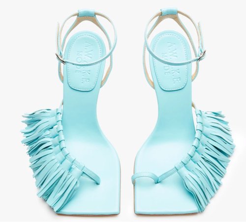 Aqua fringe heels