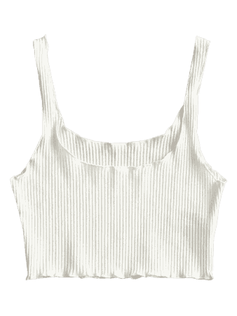 Ribbed Fitted Crop Tank Top WHITE: Tank Tops ONE SIZE | ZAFUL