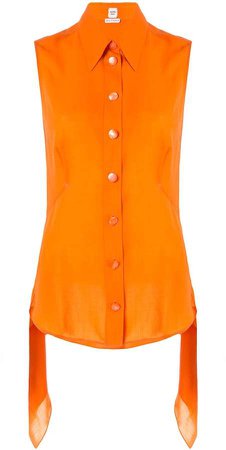 Pre-Owned layered pointed sleeveless blouse