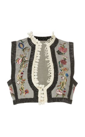 Giambattista Valli Cropped Floral Embroidered Vest