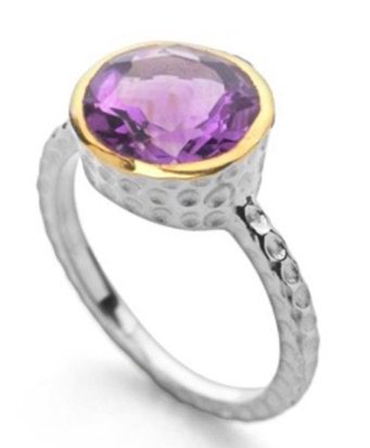 silver purple stone ring