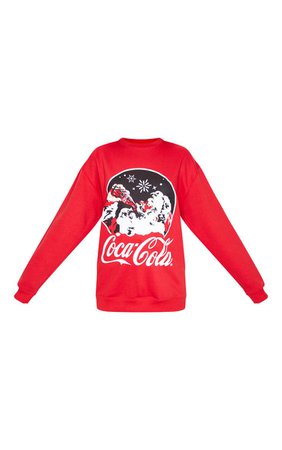 Red Coca Cola Christmas Printed Sweater | PrettyLittleThing USA