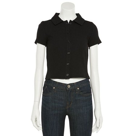 Juniors' SO® Button-Front Crop Polo Shirt
