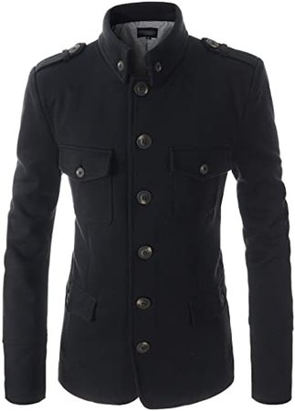 Showblanc(SBDJK7 Man's Multi Pocket Slim FIt 4 Button Half Coat Style Jacket Black XX-Large(US X-Large) at Amazon Men’s Clothing store