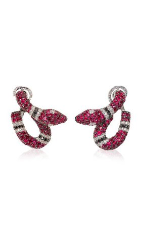 Michele Della Valle Ruby & Black Diamond Snake Earrings By Tiina Smith Vintage | Moda Operandi