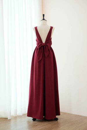 Burgundy floor length backless bridesmaid dress - KEERATIKA KATE | Keeratika B