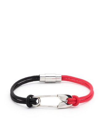 Alexander McQueen safety pin rope bracelet black & red 6511101AABF - Farfetch