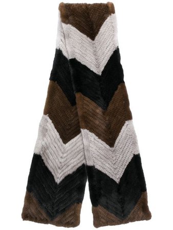 Liska geometric pattern mink fur scarf