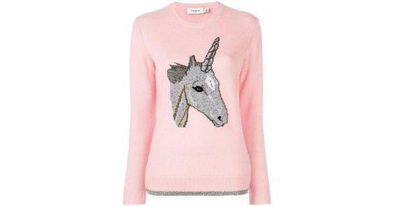 COACH Women's Pink Unicorn Sweater