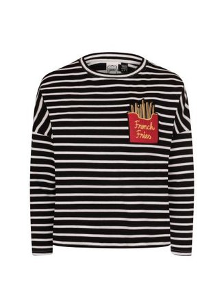 Brett | Embroidered French Fries Top in Black Breton Stripe | Joanie Clothing | Joanie Clothing