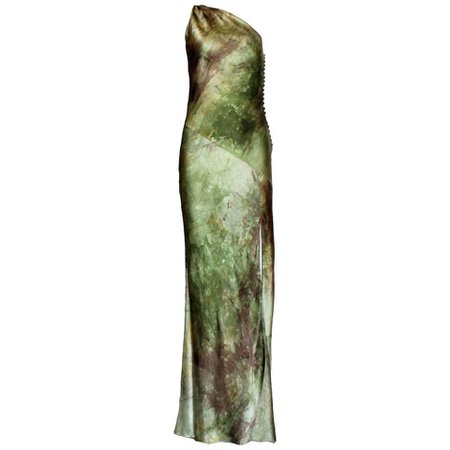 Christian Dior by John Galliano Asymmetric Silk Evening Dress Gown For Sale at 1stdibs
