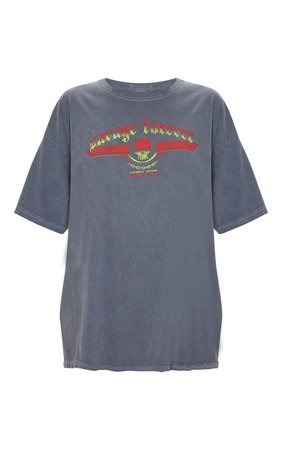 Grey Savage Forever Rock Slogan Washed T Shirt | PrettyLittleThing