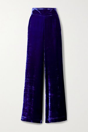 Royal blue Crushed-velvet straight-leg pants | Dundas | NET-A-PORTER
