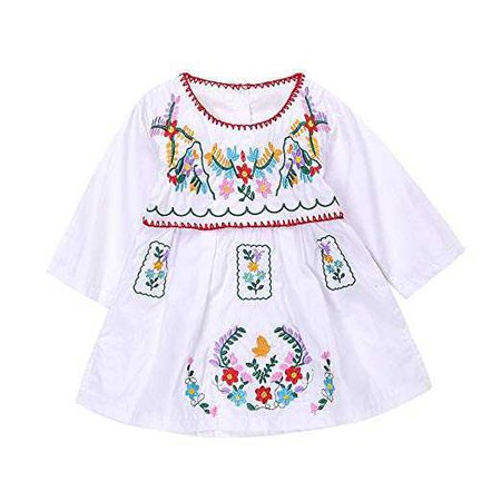 Amazon.com: Newborn Toddler Baby Girls Ethnic Embroidery Floral Dress Long Sleeve Party Sundress Skirt: Clothing