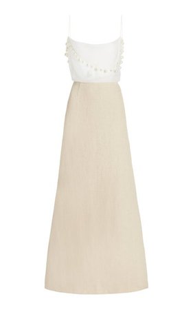 Bandana Pearl-Trimmed Silk And Hemp Maxi Dress By Rosie Assoulin | Moda Operandi
