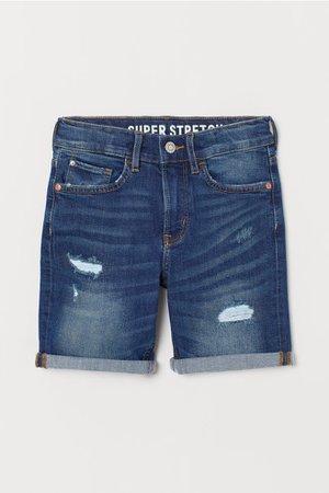 Boys Slim Fit Denim Shorts - Dark denim blue - Kids | H&M US