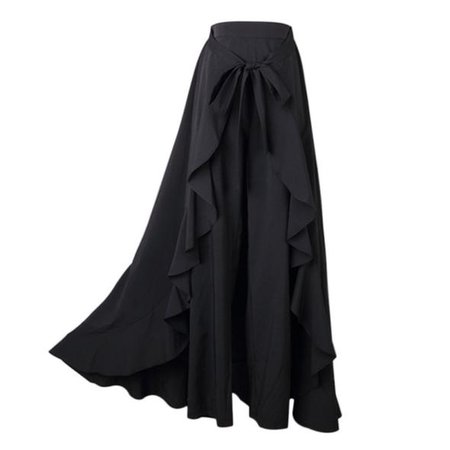 Black EFINNY Wrap Skirts Women Casual Fashion Navy Chiffon Tie-Waist Ruffle – moflily