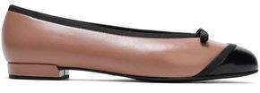 Grosgrain-trimmed Smooth And Patent-leather Ballet Flats