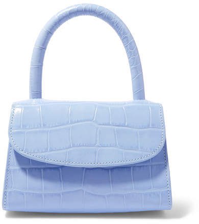 BY FAR - Mini Croc-effect Leather Tote - Sky blue