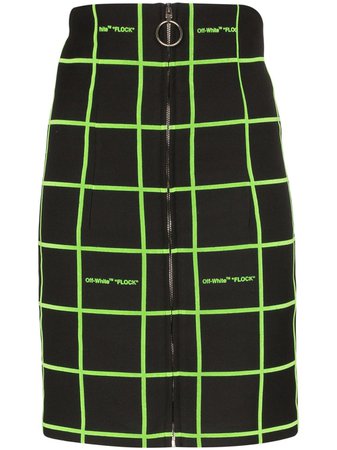 Black Off-White Neon Check Mini Skirt | Farfetch.com
