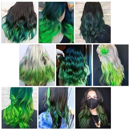 Amazon.com : REDMENCO Green Colored Clip in Hair Extensions 12 Pieces Streak for Women Kids Girls, 16 Inch Wavy Curly, Party Highlights (6 Neon Green+6 Forest Green Colorful) : Beauty & Personal Care