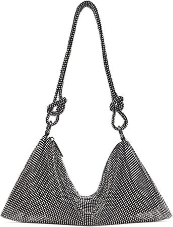 Women Rhinestone Handbag Chic Evening Purse Shiny Hobo bags Black Silver: Handbags: Amazon.com