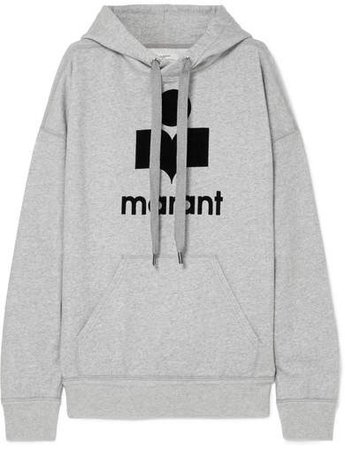 Mansel Flocked Cotton-blend Jersey Hooded Top - Gray