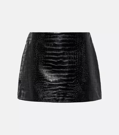 Mary croc-effect faux leather miniskirt in black - The Frankie Shop | Mytheresa