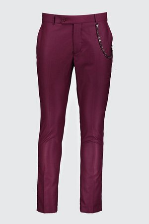 Plain Skinny Fit Suit Trouser With Chain | Boohoo
