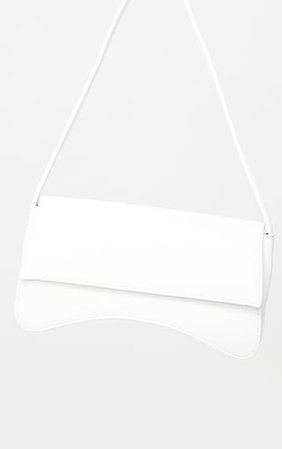 White Pu Flap Over Baguette Shoulder Bag | PrettyLittleThing USA