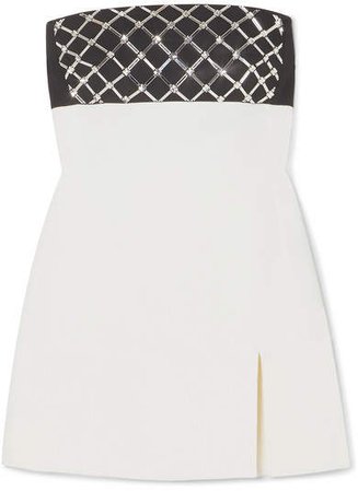 Strapless Crystal-embellished Cady Mini Dress - White