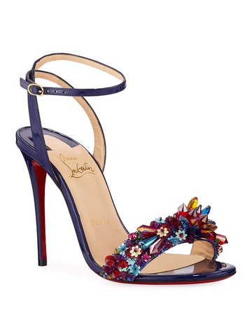 Christian Louboutin Multiqueen Crystal Patent Red Sole Sandals