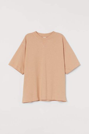 Short-sleeved Sweatshirt - Beige