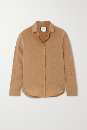 Gold Checked silk-crepe shirt | Gucci | NET-A-PORTER