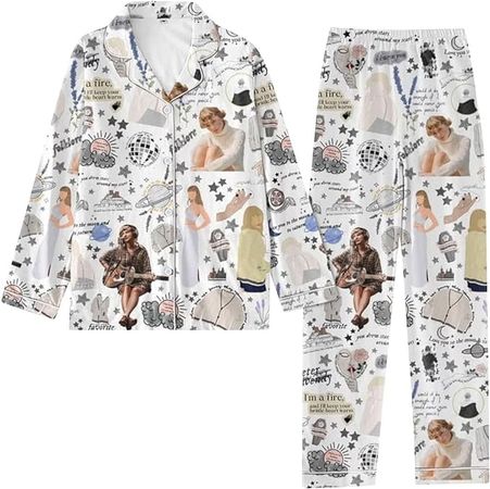 Amazon.com: Christmas Pajamas Women Set 𝑻𝒂𝒚𝒍𝒐𝒓 𝑺𝒘𝒊𝒇𝒕 1989 Shirts And Pants Pjs Sets Button Down Loungwear Sleepwear Nightwear : Sports & Outdoors