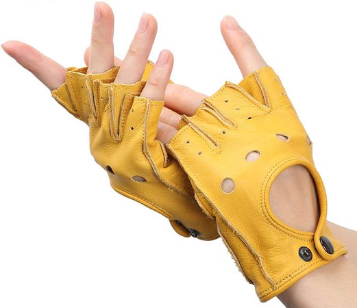 Yellow fingerless gloves