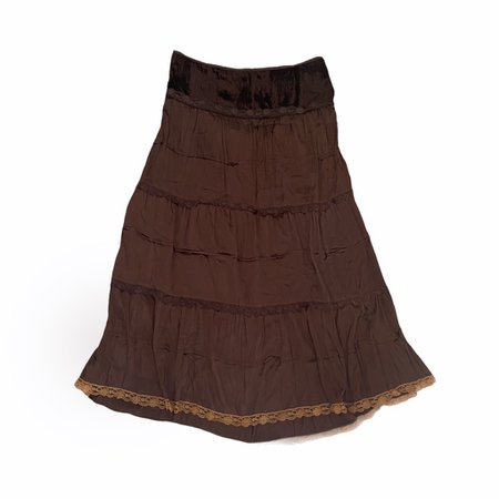 stunning vintage 90s brown fairycore maxi skirt ~... - Depop