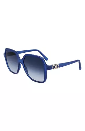 FERRAGAMO 57mm Gradient Rectangular Sunglasses | Nordstrom