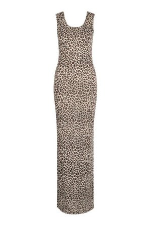Tall Basic Leopard Print Maxi Dress | boohoo brown