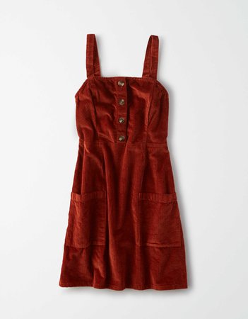 AE Square Neck Overall Dress rust