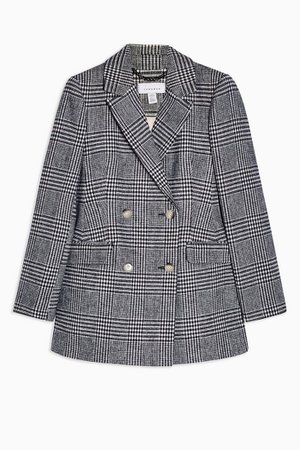 Black And White Check Single Breasted Blazer | Topshop grey
