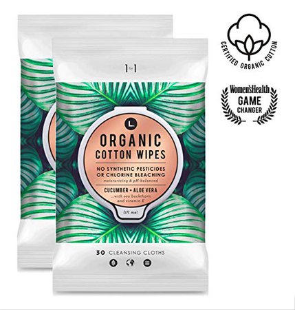 Amazon.com: L. Organic Cotton Feminine Wipes with Cucumber + Aloe, Moisturizing & pH-Balanced, 30 Count, 2 Pack: Health & Personal Care