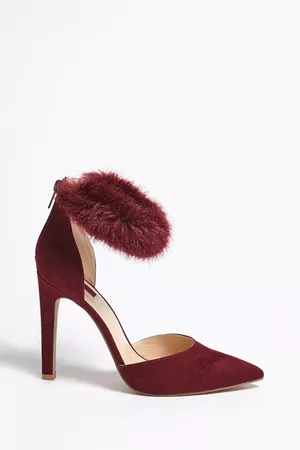 Faux Fur Ankle Strap Heels | Forever 21