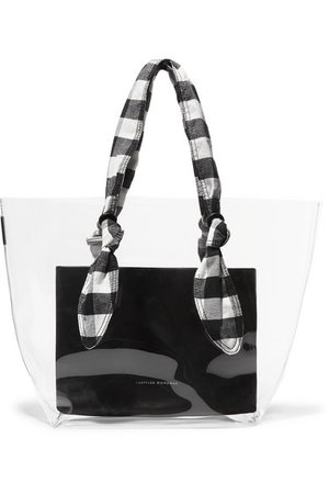 Loeffler Randall | Lydia PVC, leather and gingham canvas tote | NET-A-PORTER.COM